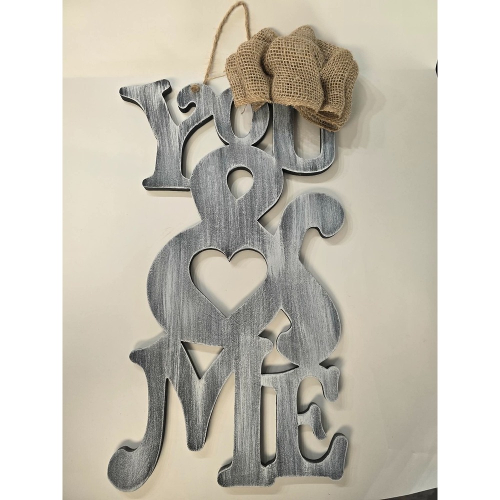 You and Me Heart, CNC machined Hand Finished Wood sign, Home decor, Wedding Gift